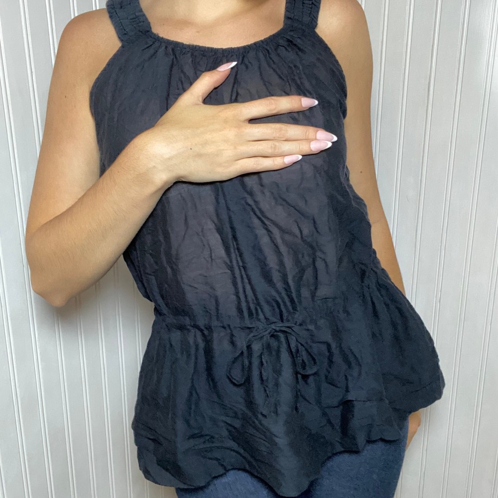 Calvin Klein Whimsigoth Sheer Lightweight Cotton Blend Embellished Collar Tank-S